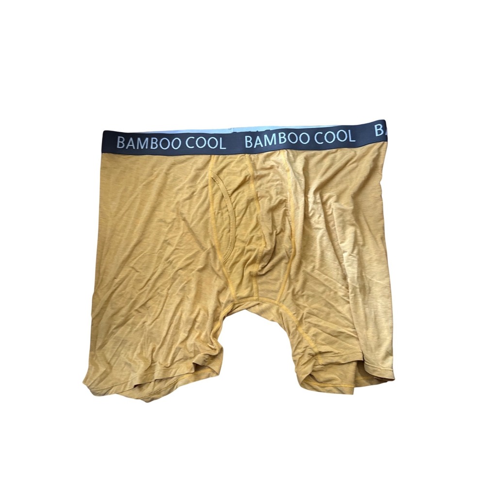 Bamboo Cool Mens Boxer Briefs Mustard Yellow Bamboo Viscose Trunks Long Leg